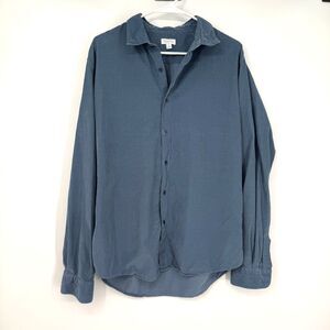 SUNSPEL Fine-Cord Shirt Corderoy Preppy Button Up Office Blue Mens Size XL